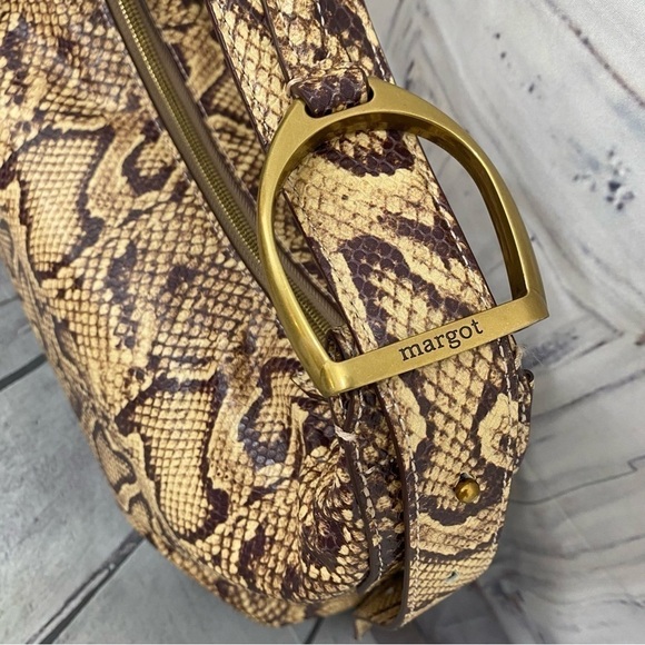 Margot Alexandra Stirrup Snake Natural Python Leather Hobo Shoulder Bag Purse - Picture 5 of 16